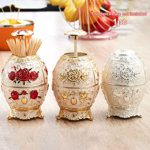 Decorative Vintage Automatic Toothpick Holder Hand Press Toothpick Container